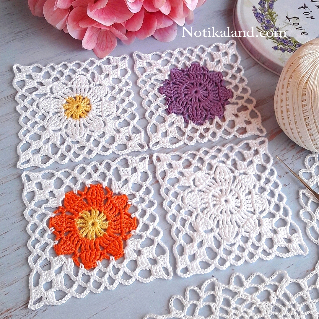 Crochet  Flower Square Motif 