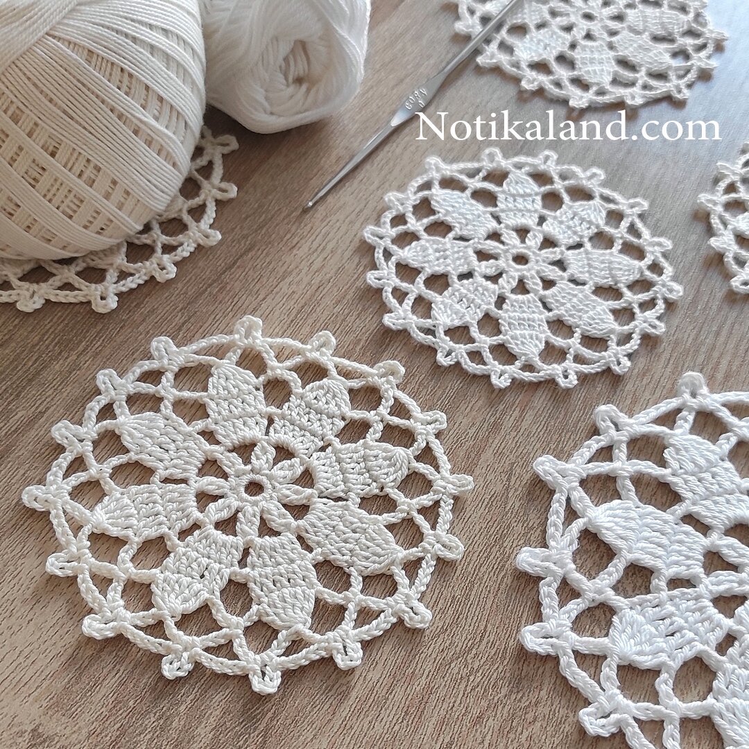 Crochet Flower Motif, Mini Doily, Coaster
