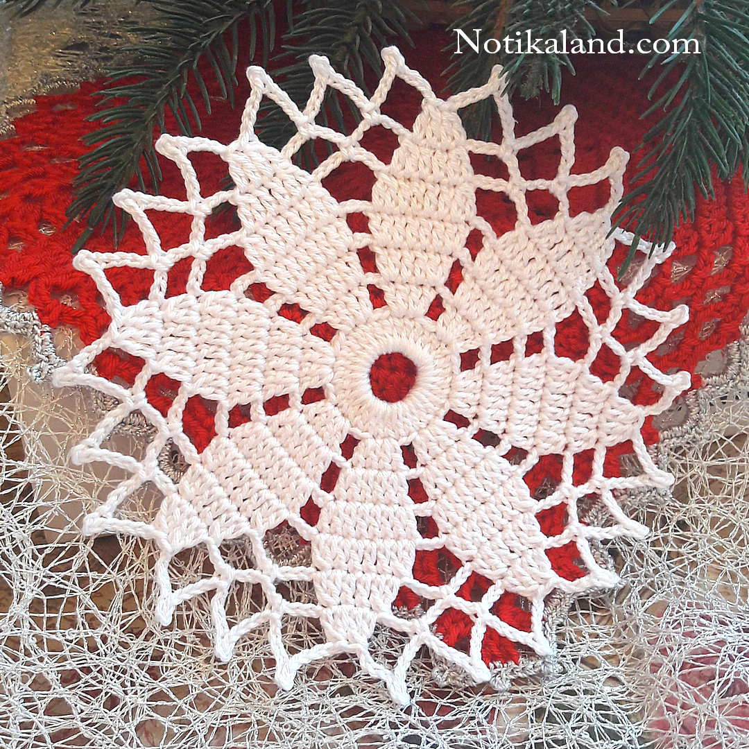 How to crochet snowflake doily