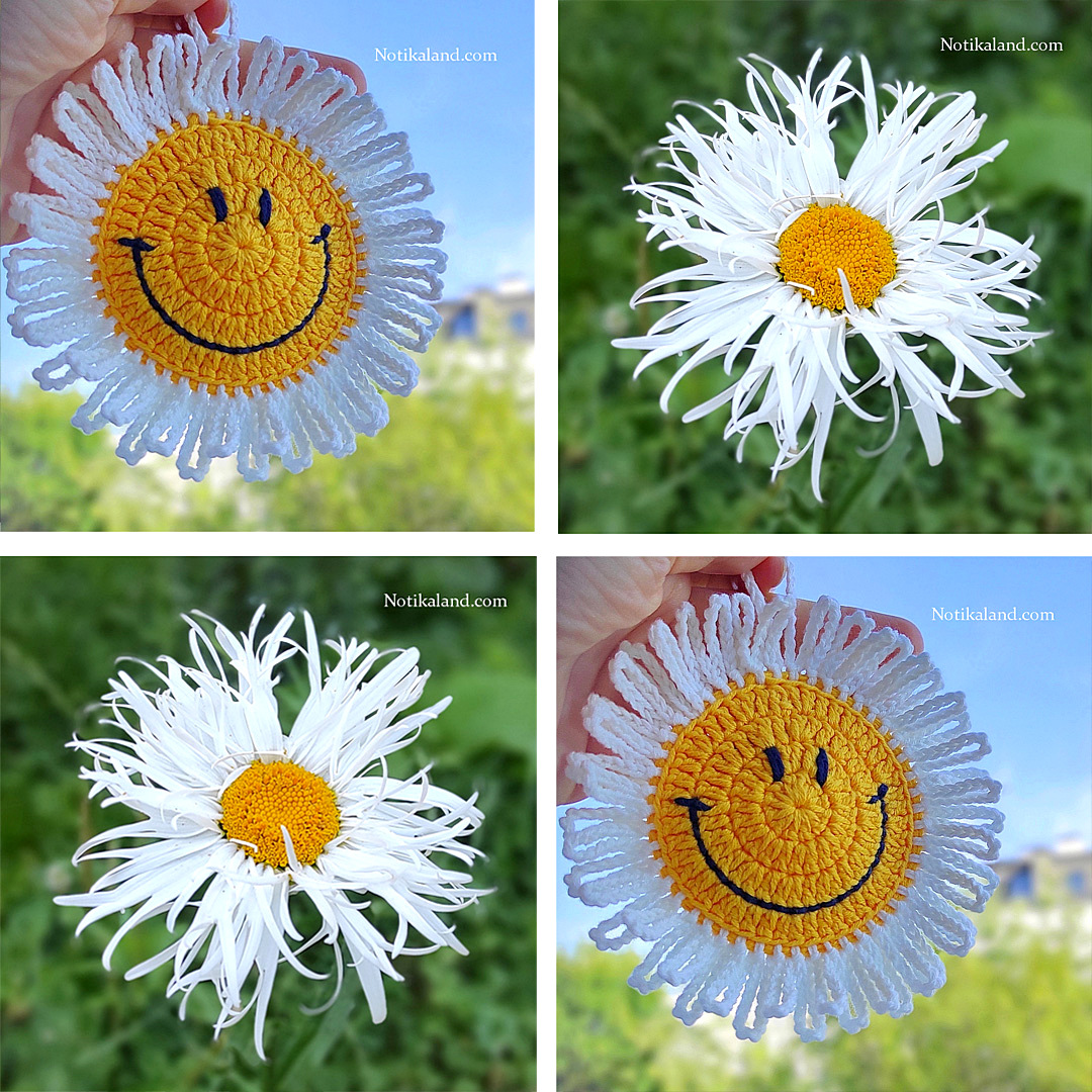 CROCHET Flower Smiley Face 2