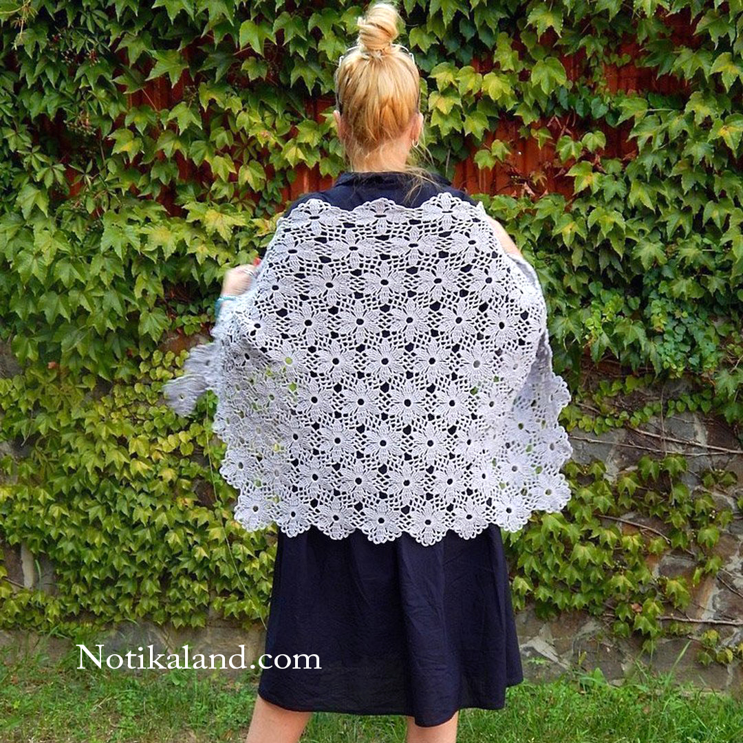 Crochet shawl.Сrochet Flower Motif. 1